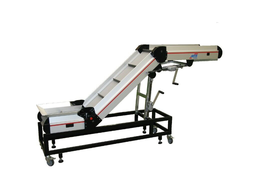 Z-shaped conveyor with springs and stable frame and double rack support for a gentle transport of die-cast parts