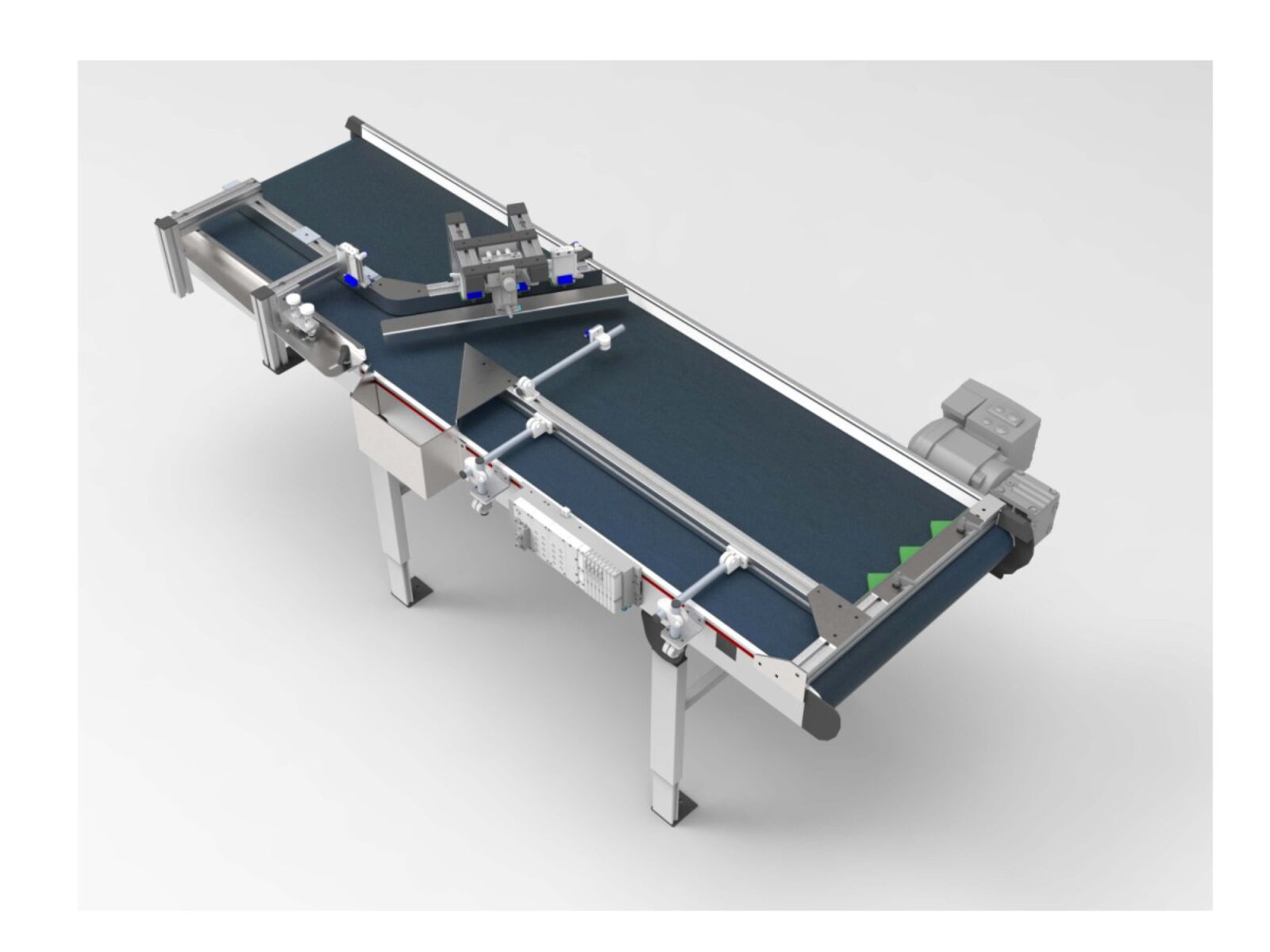 Feeding conveyor with accumulation and discharge device and buffer conveyor for feeding different caps to a packing robot