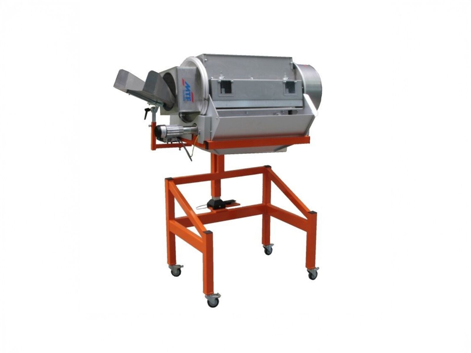Stable rectangular drum with flexible height adjustment  for flexible and reliable separation of complex plastic parts
