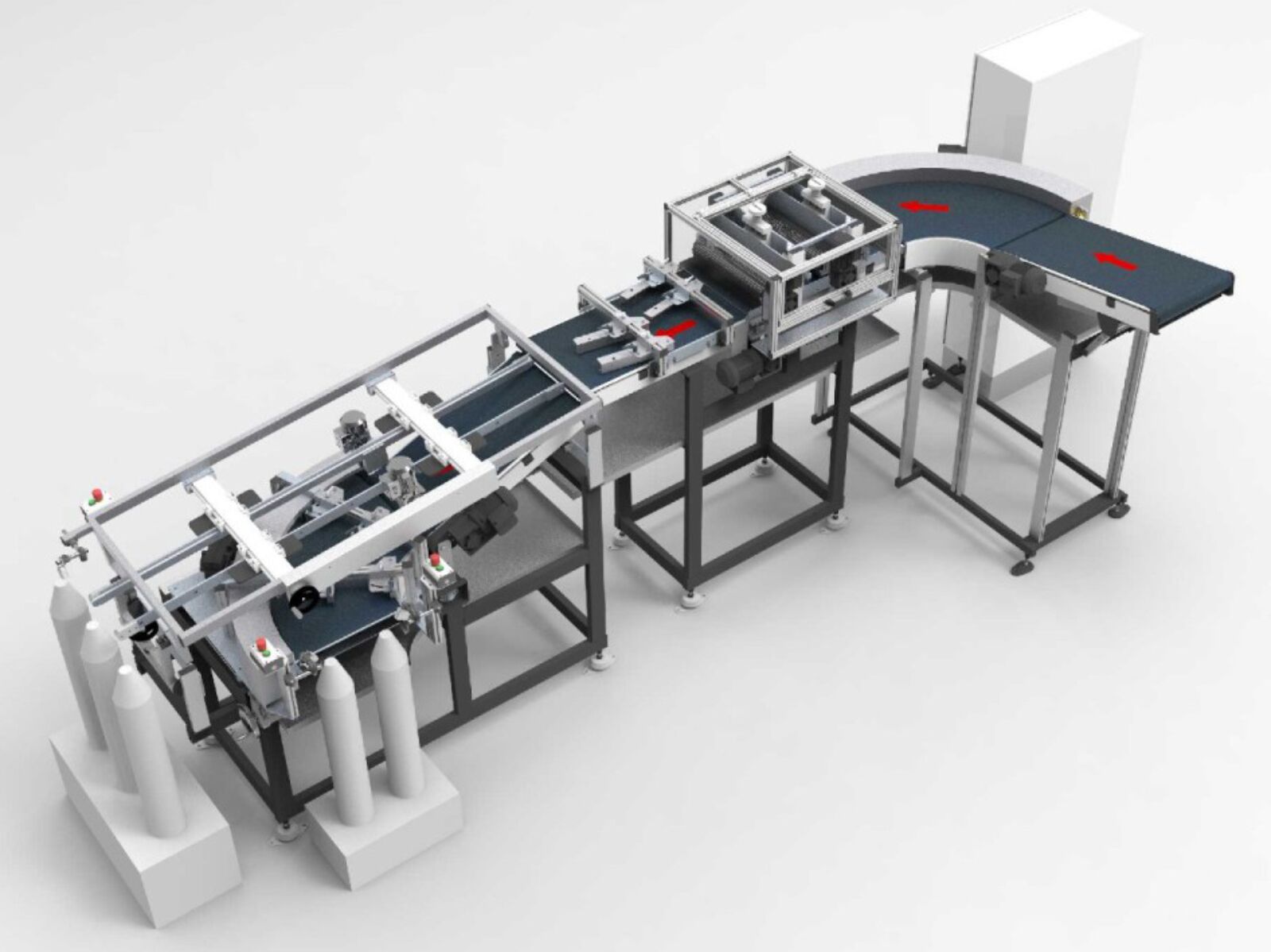 Conveyor belt with integrated electromagnets, belt curves and scraper station as a reliable conveyor technology for steel discs