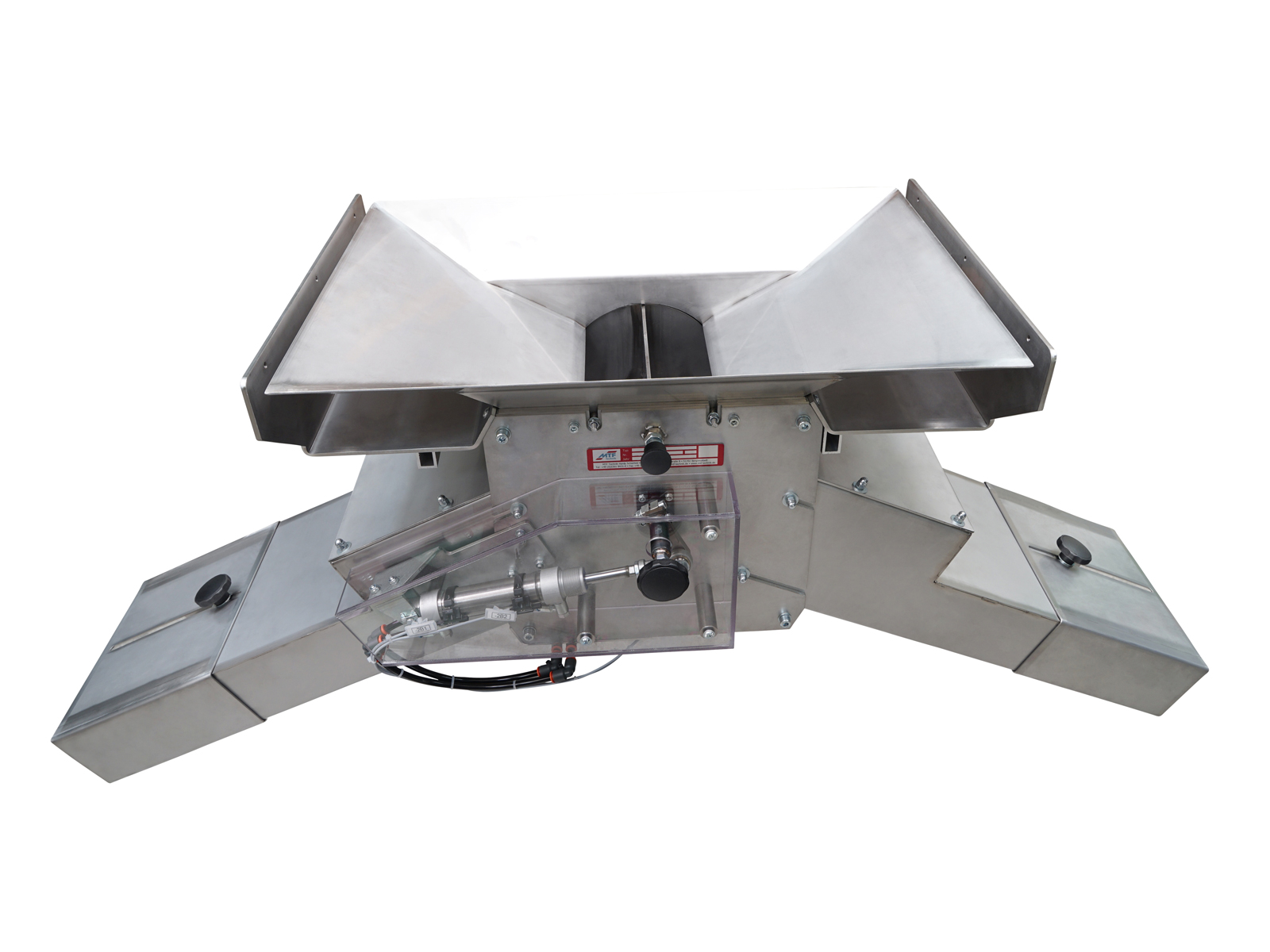 Pneumatic 2-way rotary shaft reject chute with center control
