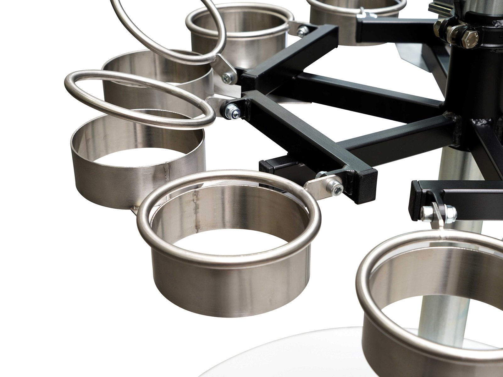 Close-Up of round bag holders on the carousel storage station
