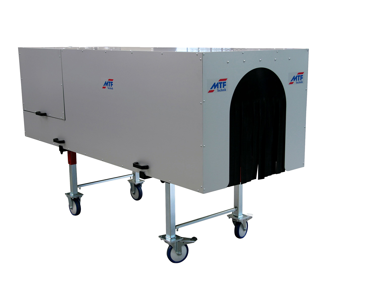 PZ 3512 B separating drum with perforated cage inlet ring, soundproofing hood, and mobile base frame